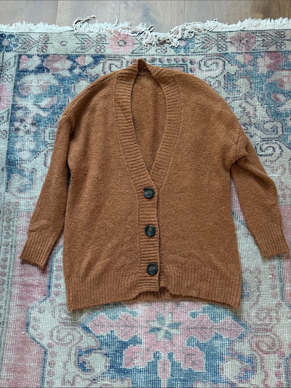 Zara Rust Brown Button-Front Women's Cardigan